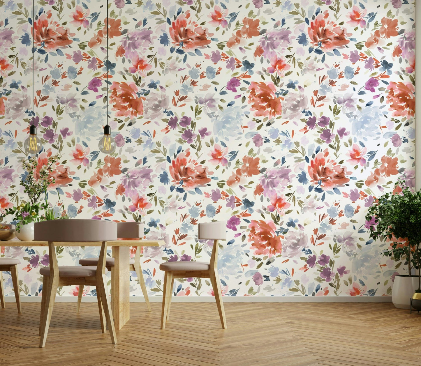 Artistic red and blue roses wall design

