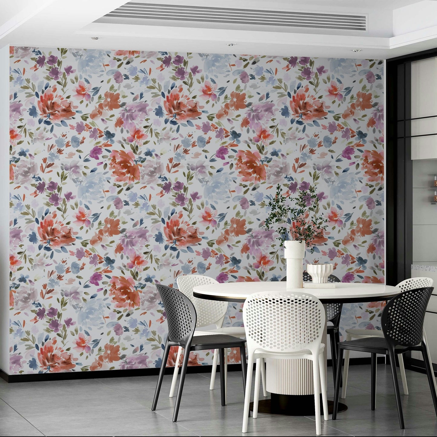 Elegant rose wall mural with hand-painted style

