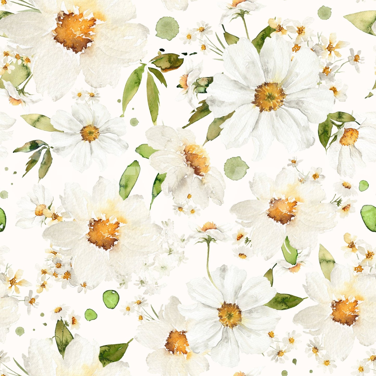 Wallpaper for walls with abstract floral design Watercolor Daisy Dreams.
