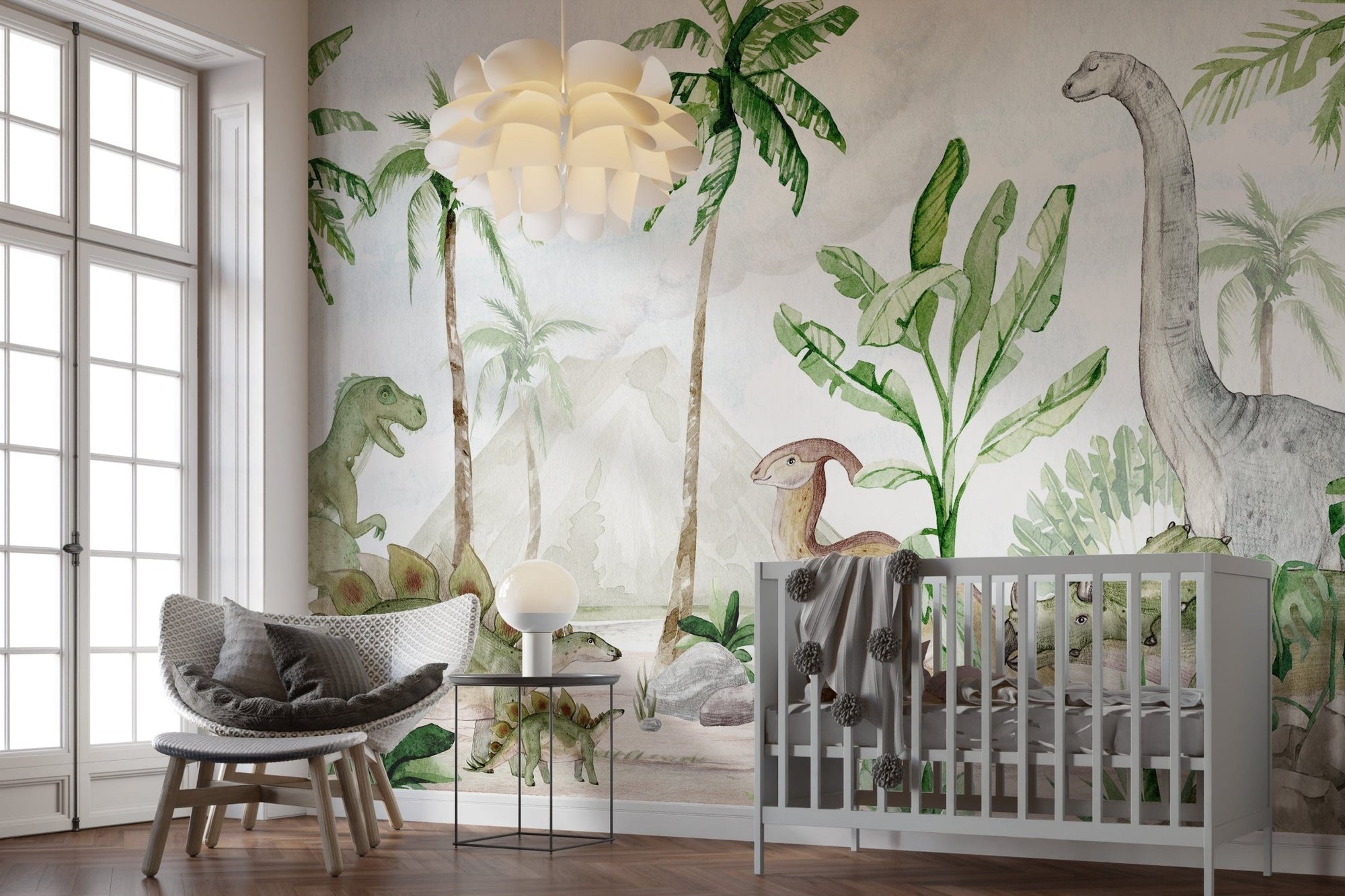 Watercolor Dinosaur Forest Wallpaper OR01