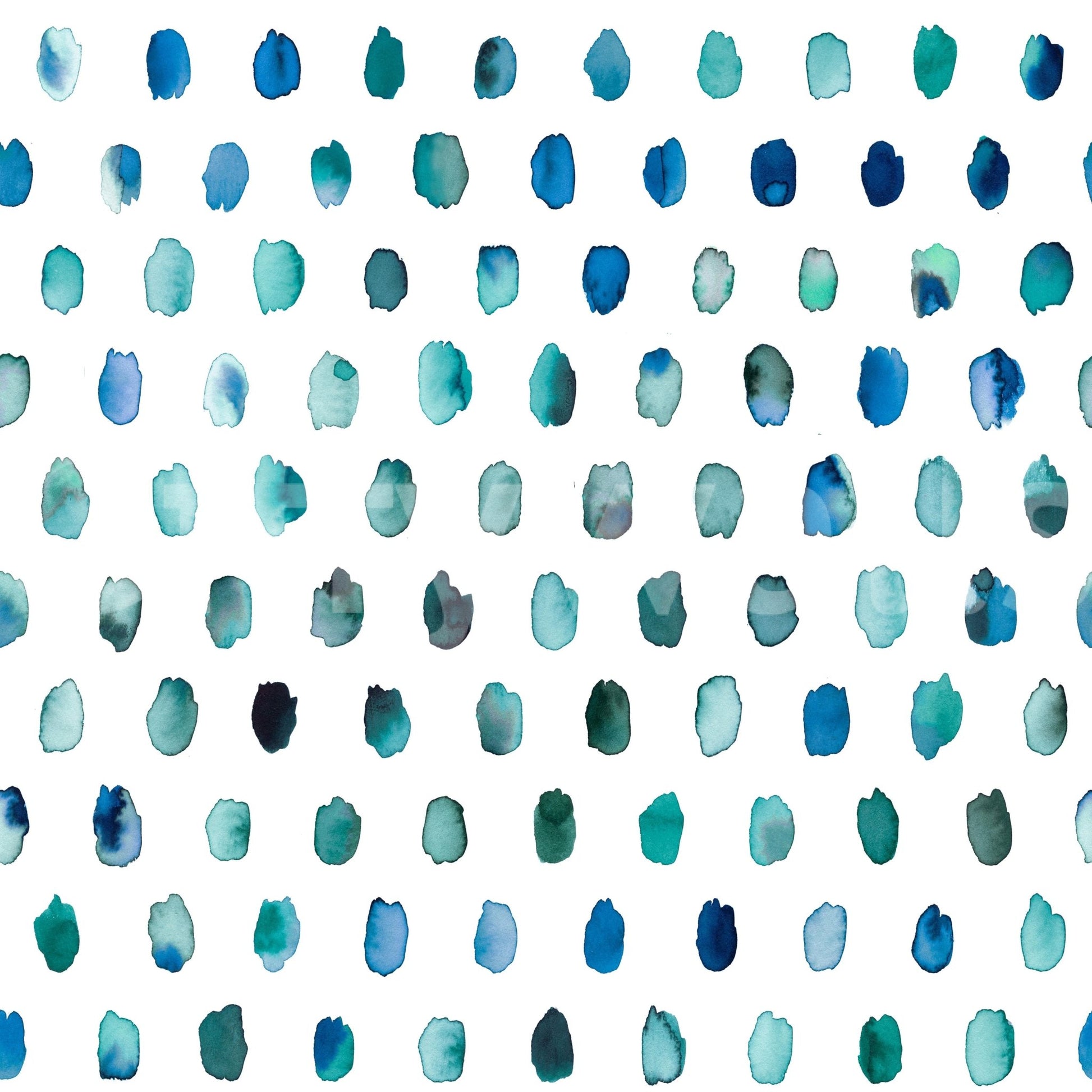 Blue palette wall mural with scattered dot artwork

