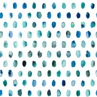Blue palette wall mural with scattered dot artwork

