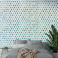 Blue watercolour dots background for wall design

