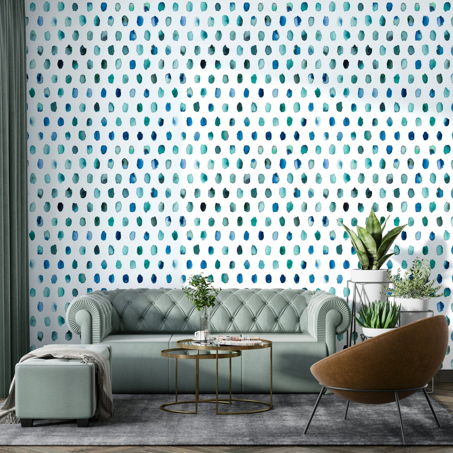 Dot-style blue wallpaper with watercolour effect

