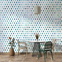 Hand-painted blue dots mural for modern walls

