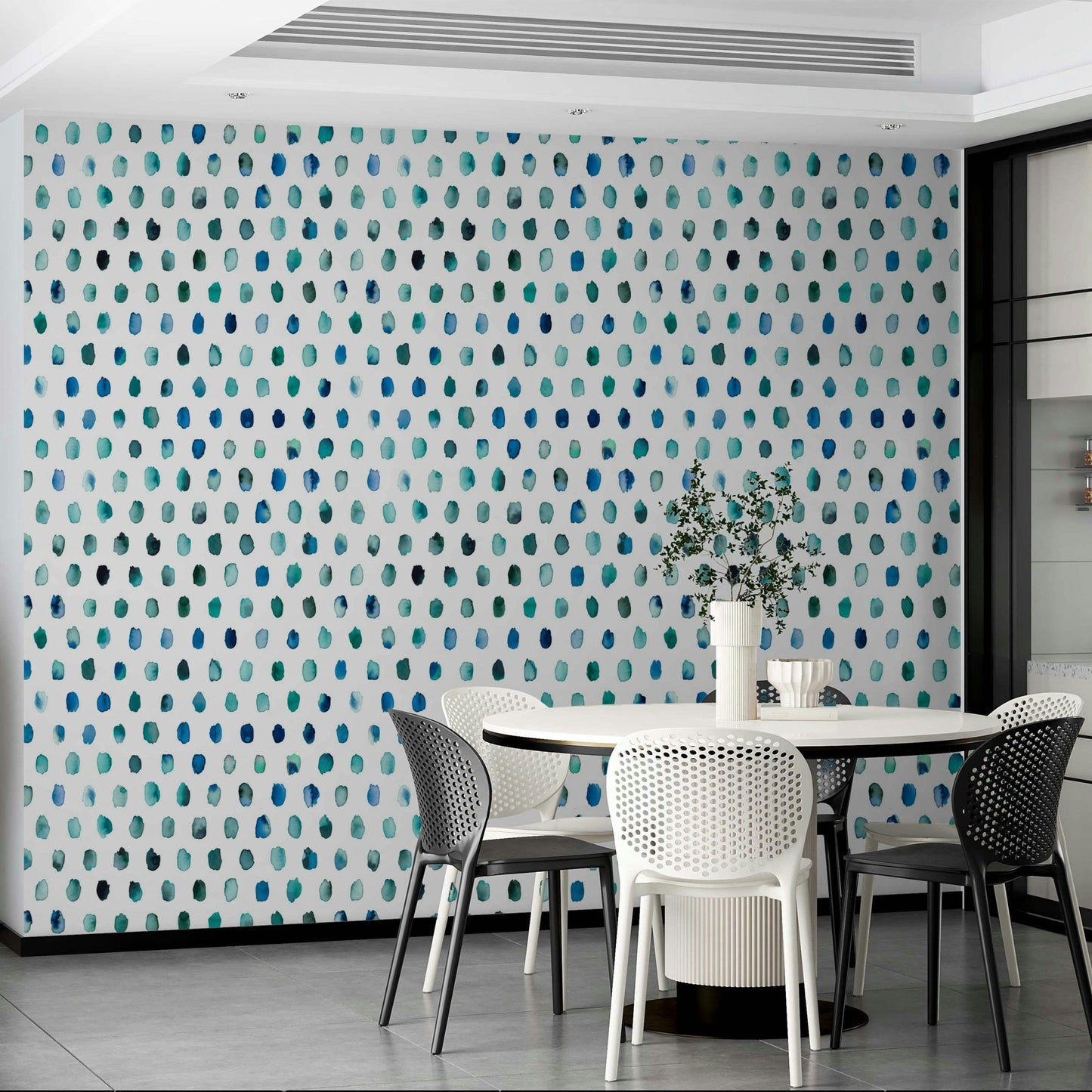 Light blue dot pattern wall design with watercolour texture

