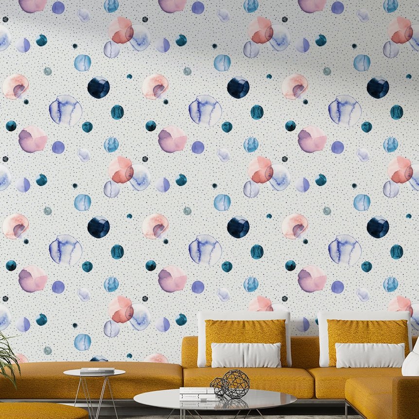 Soft and dreamy watercolor dot wallpaper for bedrooms

