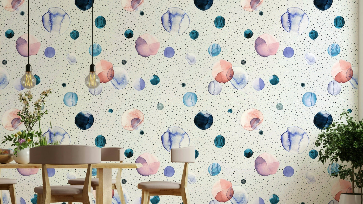 Watercolor dots with a soft speckled pattern for walls

