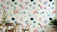 Watercolor dots with a soft speckled pattern for walls

