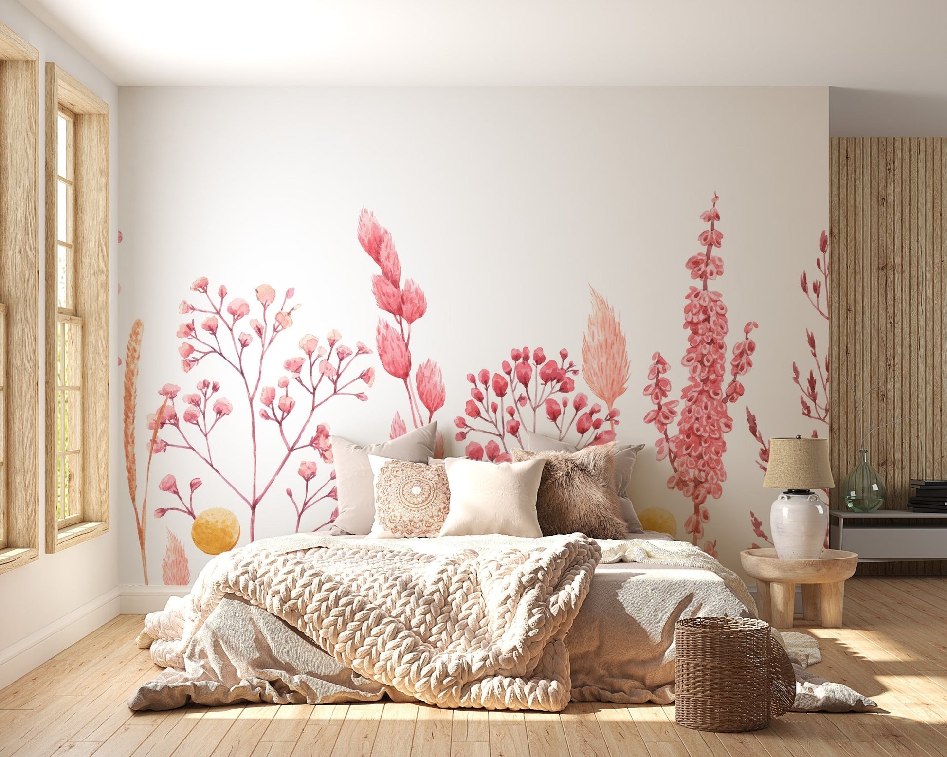 Watercolor Ears of Dried Flowers Wallpaper Murals - Giffywalls
