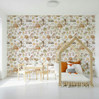 Watercolor Farm Fun wallpaper playful cow pig chicken hay., GD7215