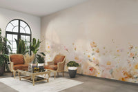 Large floral watercolor mural for a statement wall.

