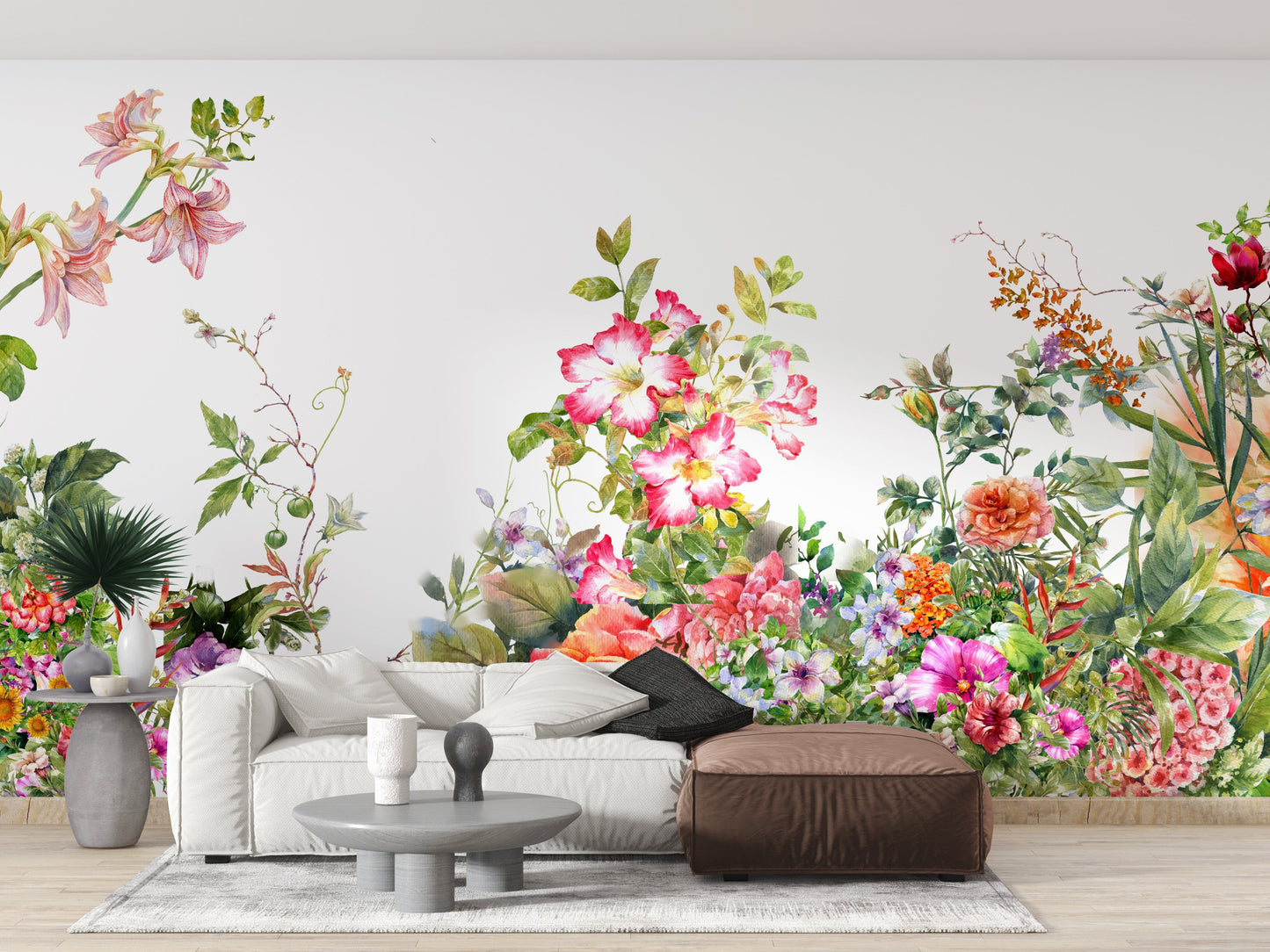 Watercolor Painting Leaves & flower Wallpaper - Giffywalls