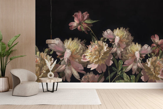 Elegant watercolor flower mural C541
