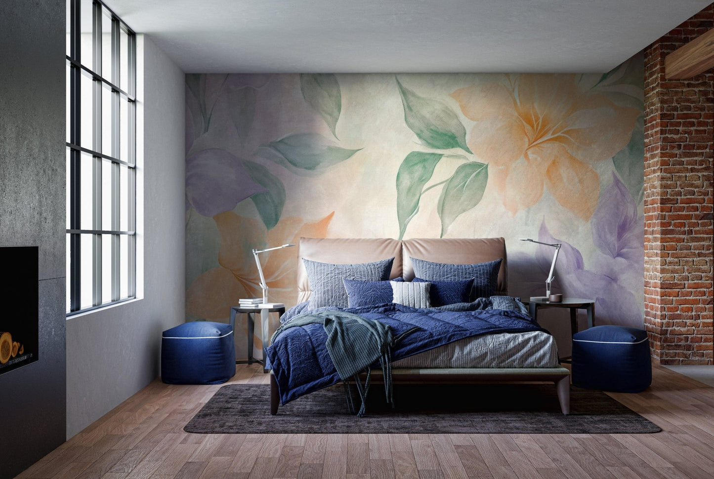Pastel flower wallpaper for interiors
