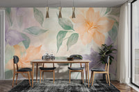 Delicate floral watercolor wall mural

