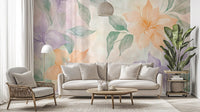 Hand-painted floral mural for walls
