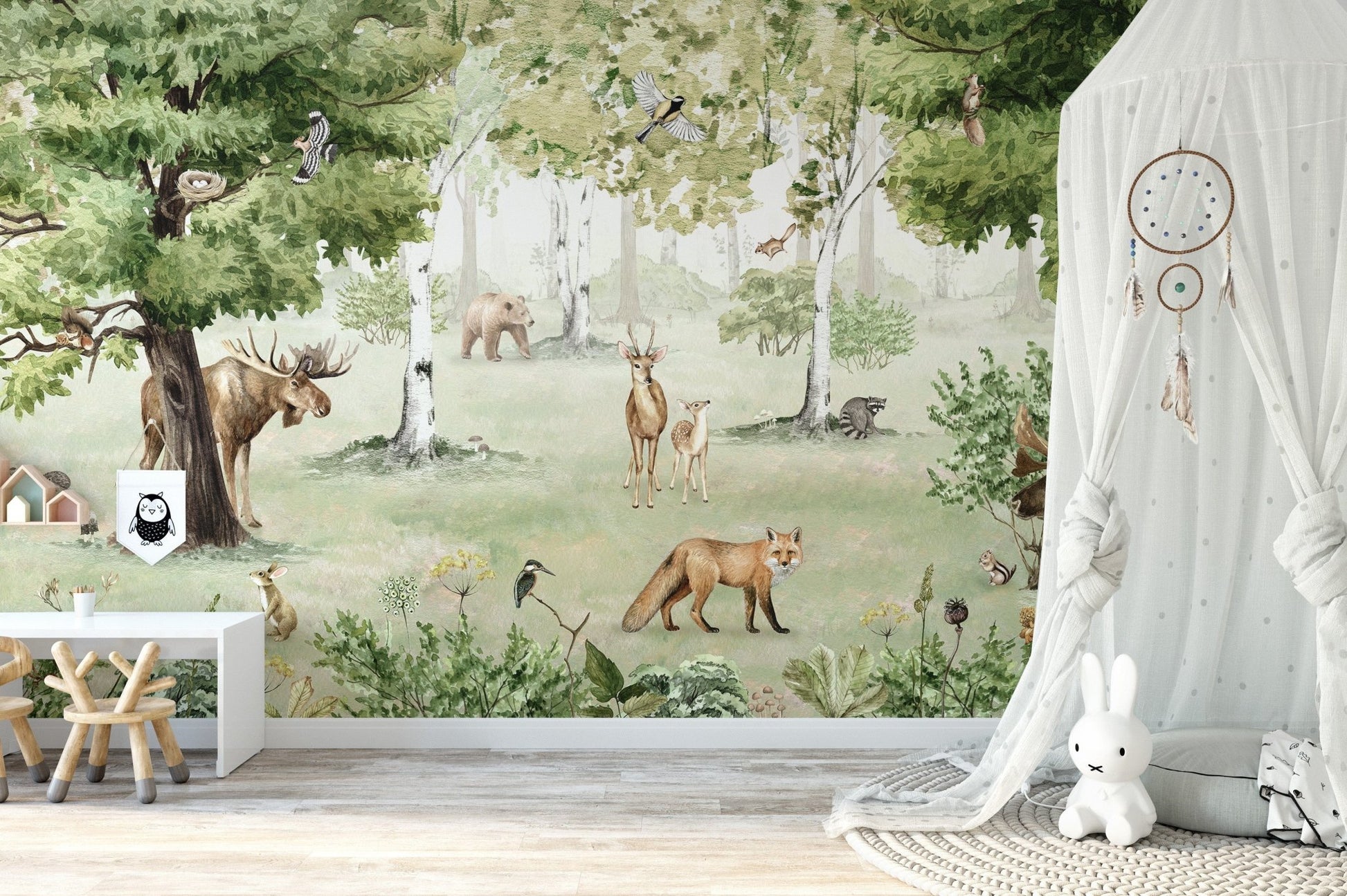 Watercolor Woodland Wonders Mural Wallpaper - Giffywalls