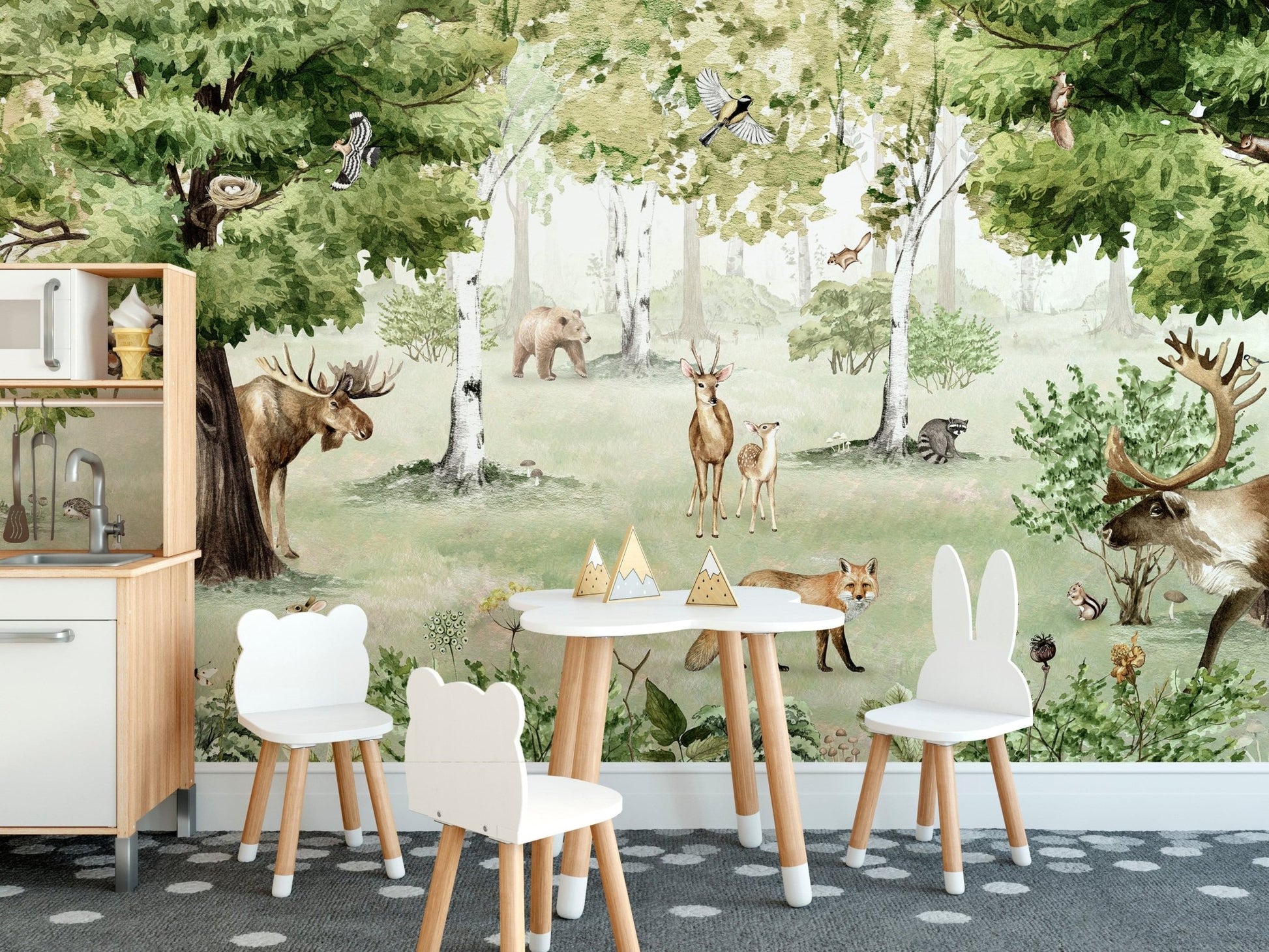 Watercolor Woodland Wonders Mural Wallpaper - Giffywalls