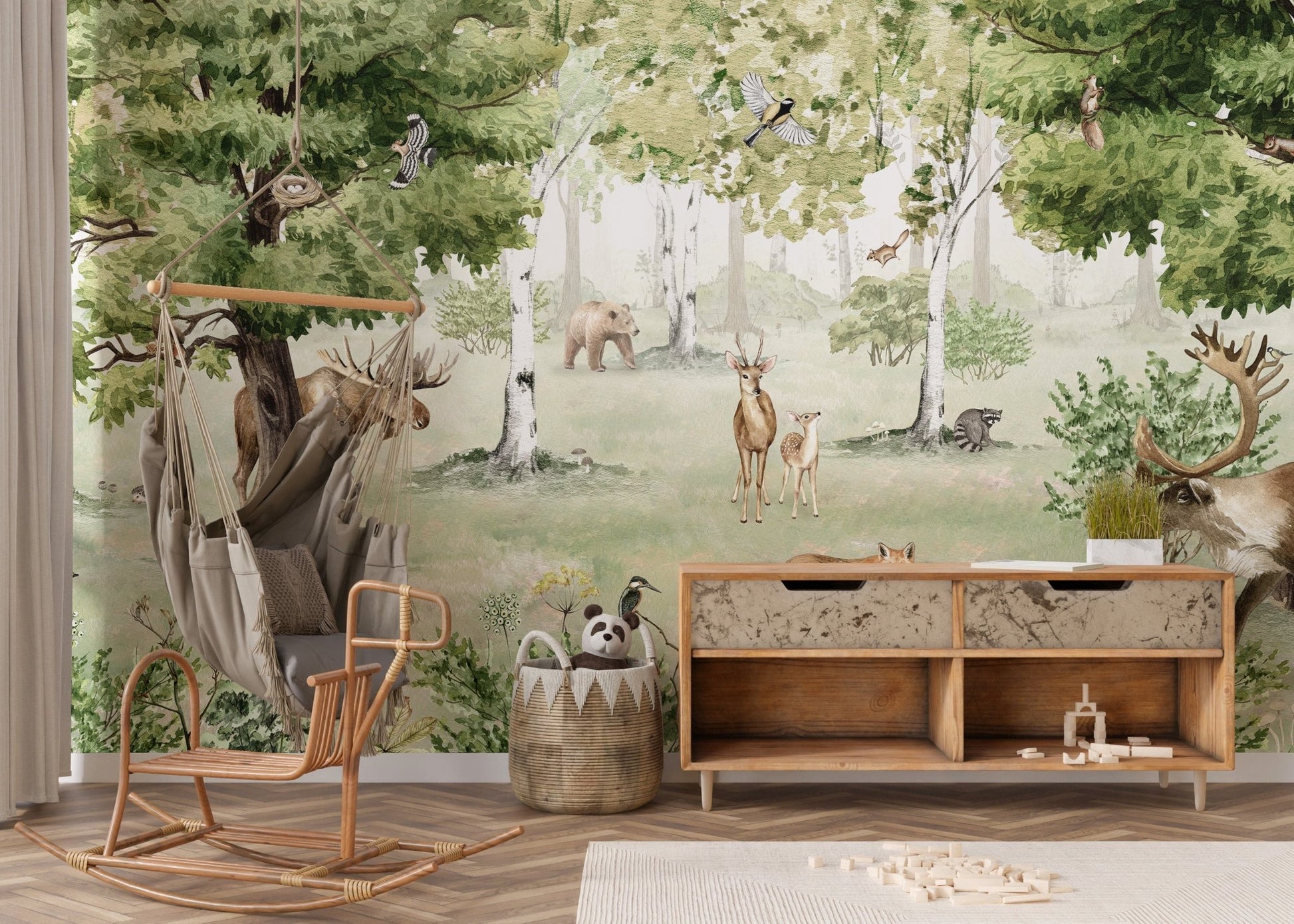 Watercolor Woodland Wonders Mural Wallpaper - Giffywalls