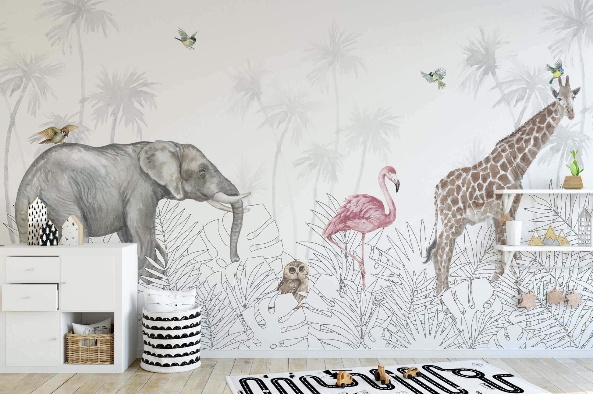 Nursery wallpaper featuring woodland creatures A680