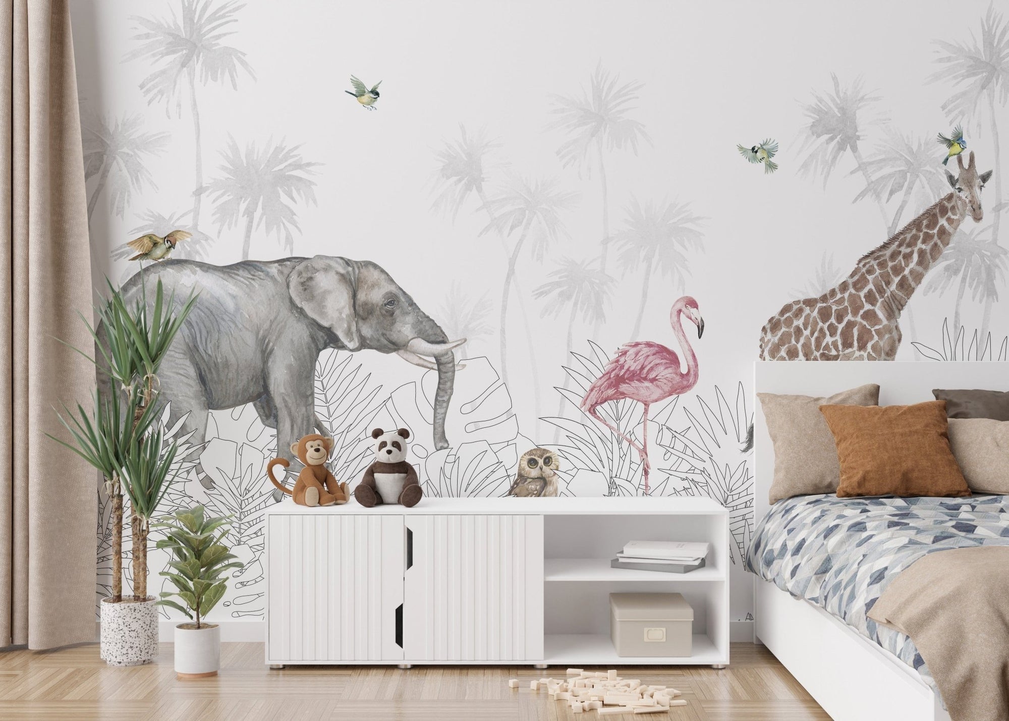 Woodland animals wallpaper for nursery decor A680