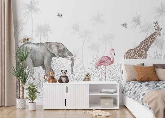 Woodland animals wallpaper for nursery decor A680
