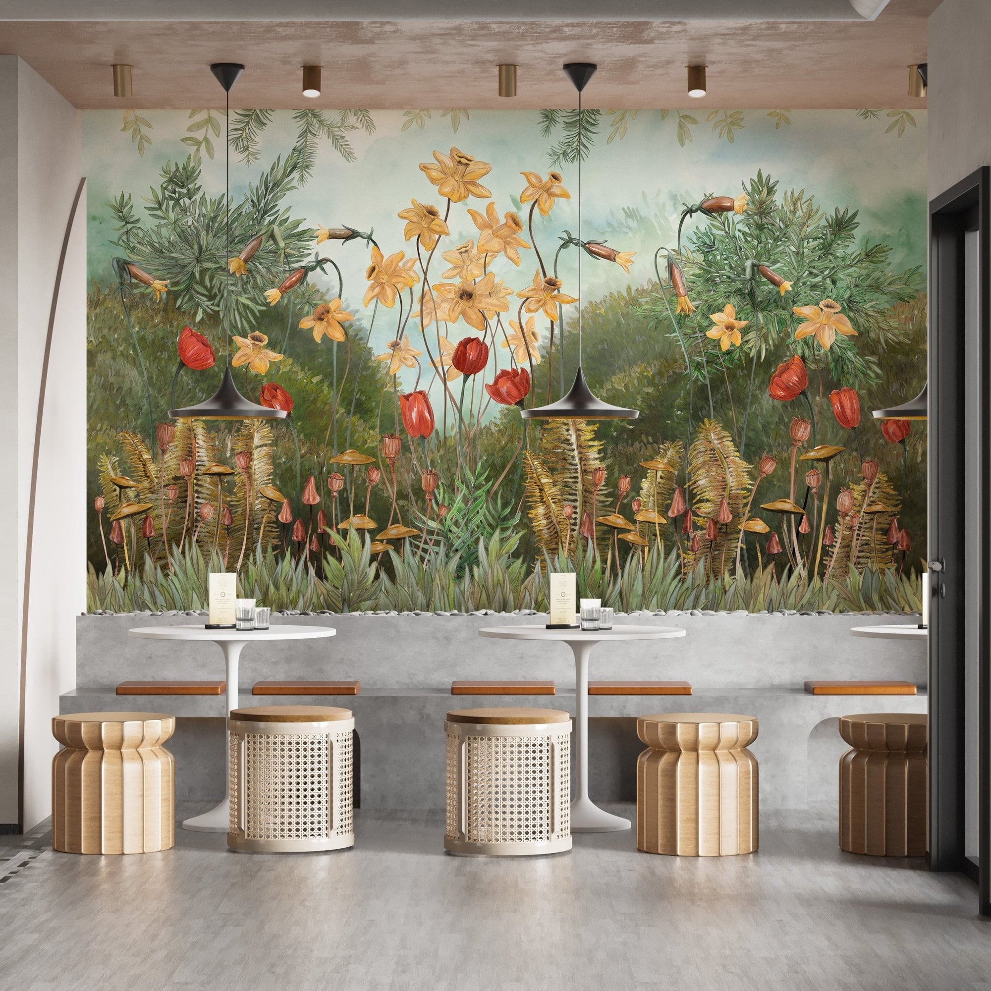 Watercolor forest Flower & Plants Wallpaper Mural A303