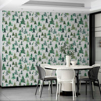 Serene watercolor spruces wallpaper