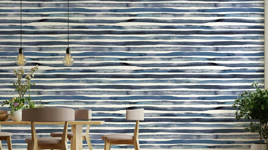 Abstract watercolor geometric stripes in soft blue.

