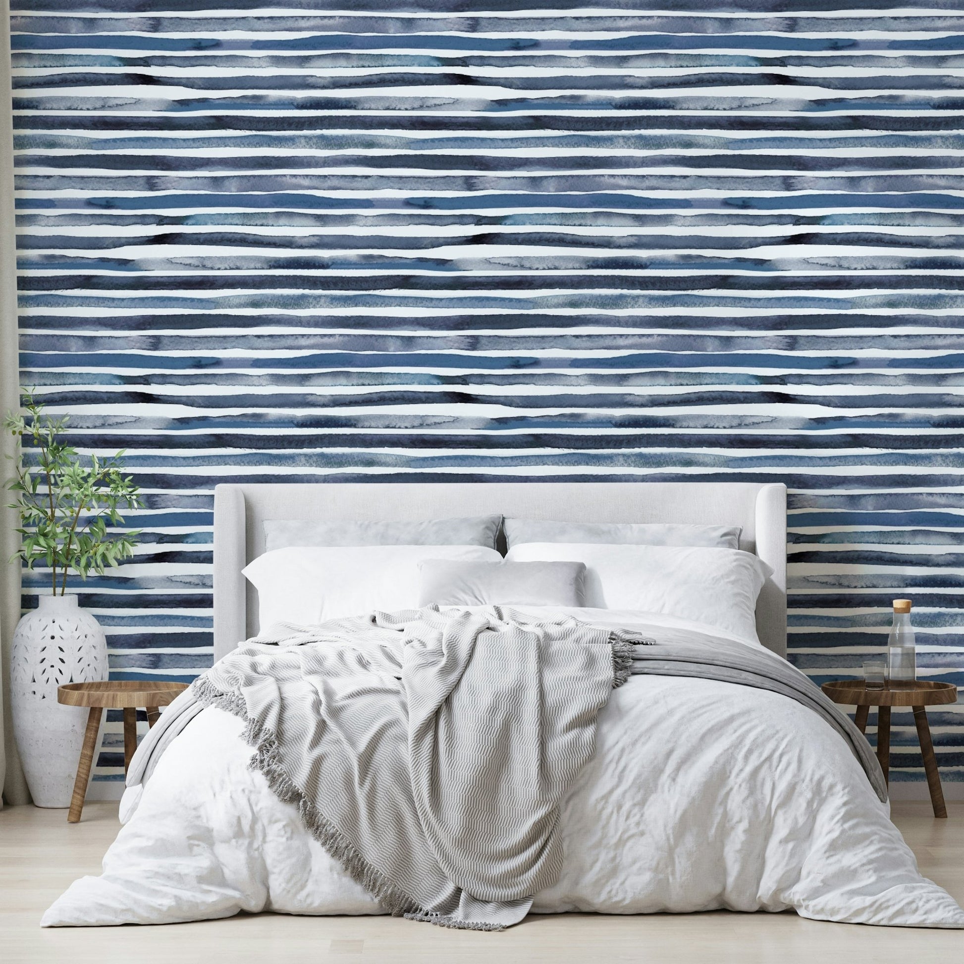 Watercolor-inspired geometric stripes in soft blue., GD1564