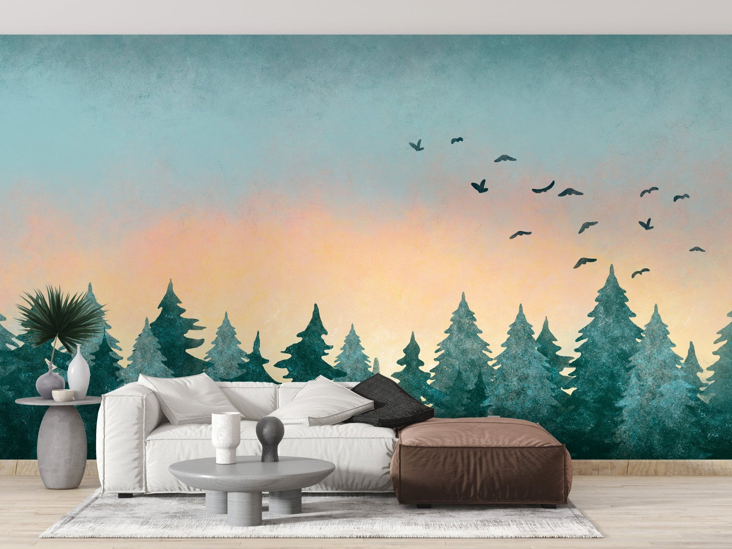 Watercolor Green Tree Forest Wallpaper - Giffywalls