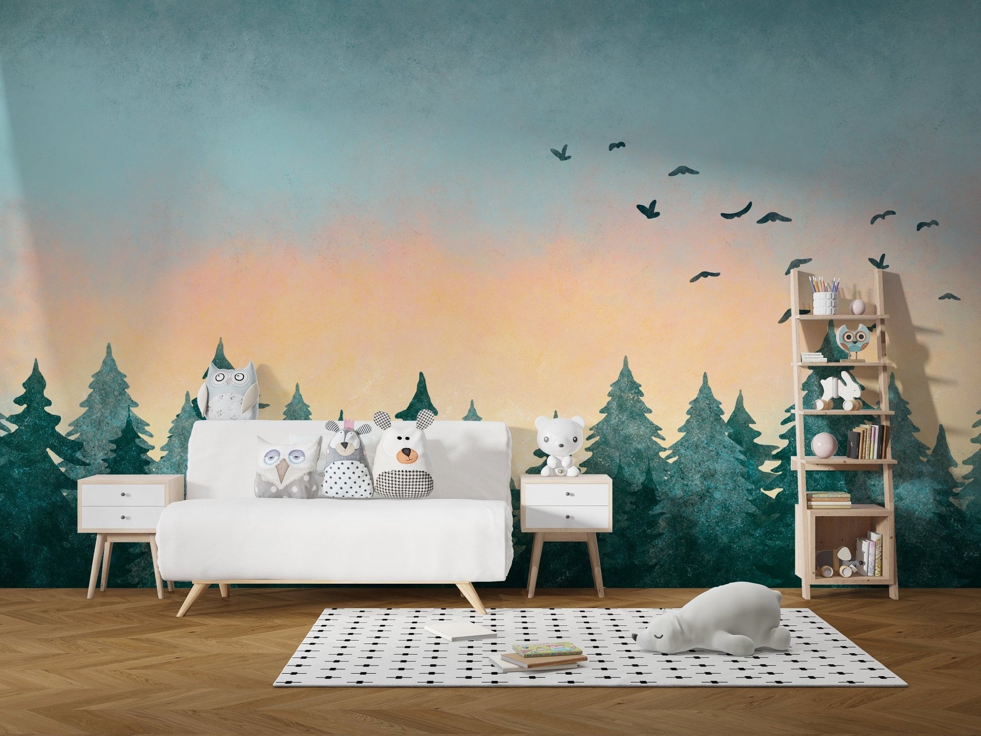 Watercolor Green Tree Forest Wallpaper - Giffywalls