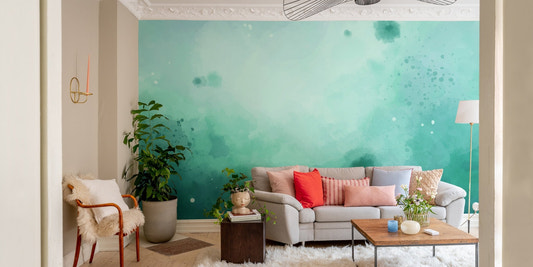 Green watercolor wall mural
