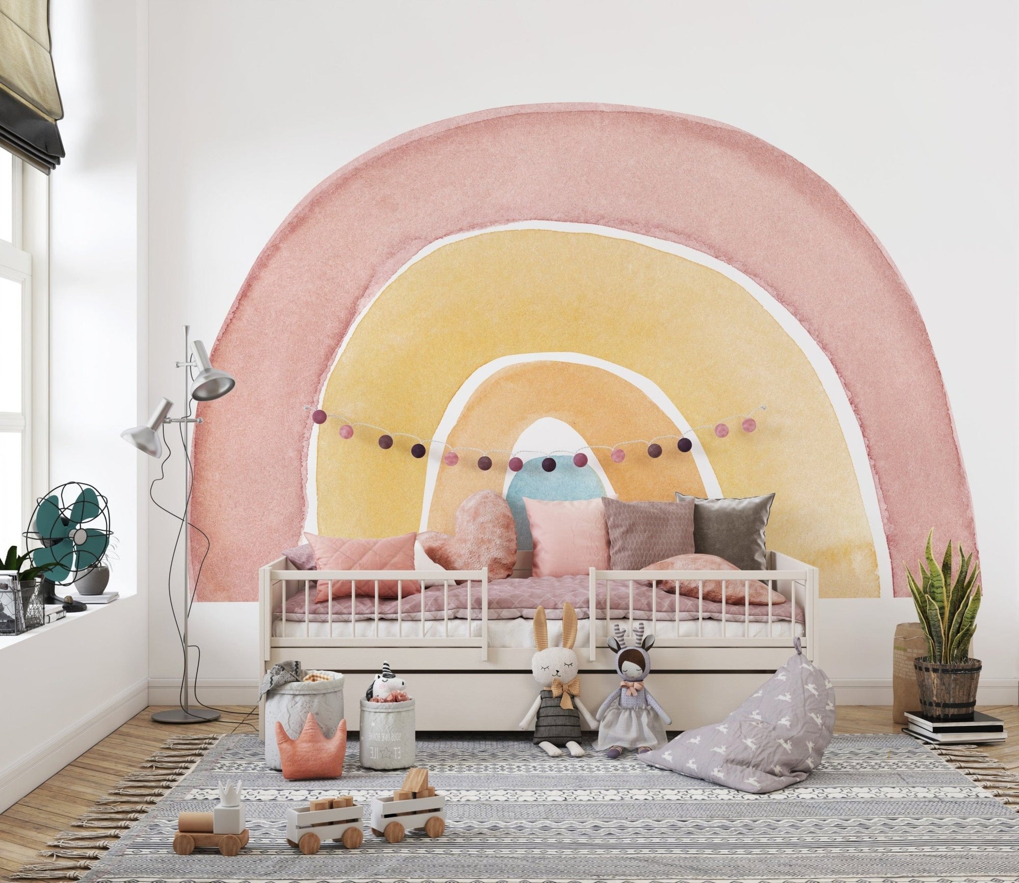 Watercolor rainbow mural A911