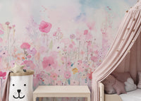 Watercolor Happy Flowers Pink Color Wallpaper - Giffywalls, DTIL52