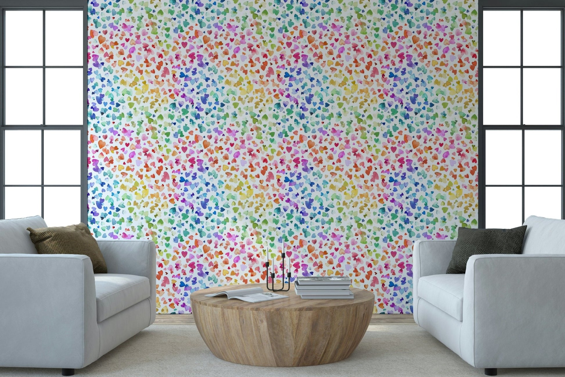 Watercolor Hearts Wallpaper⁠