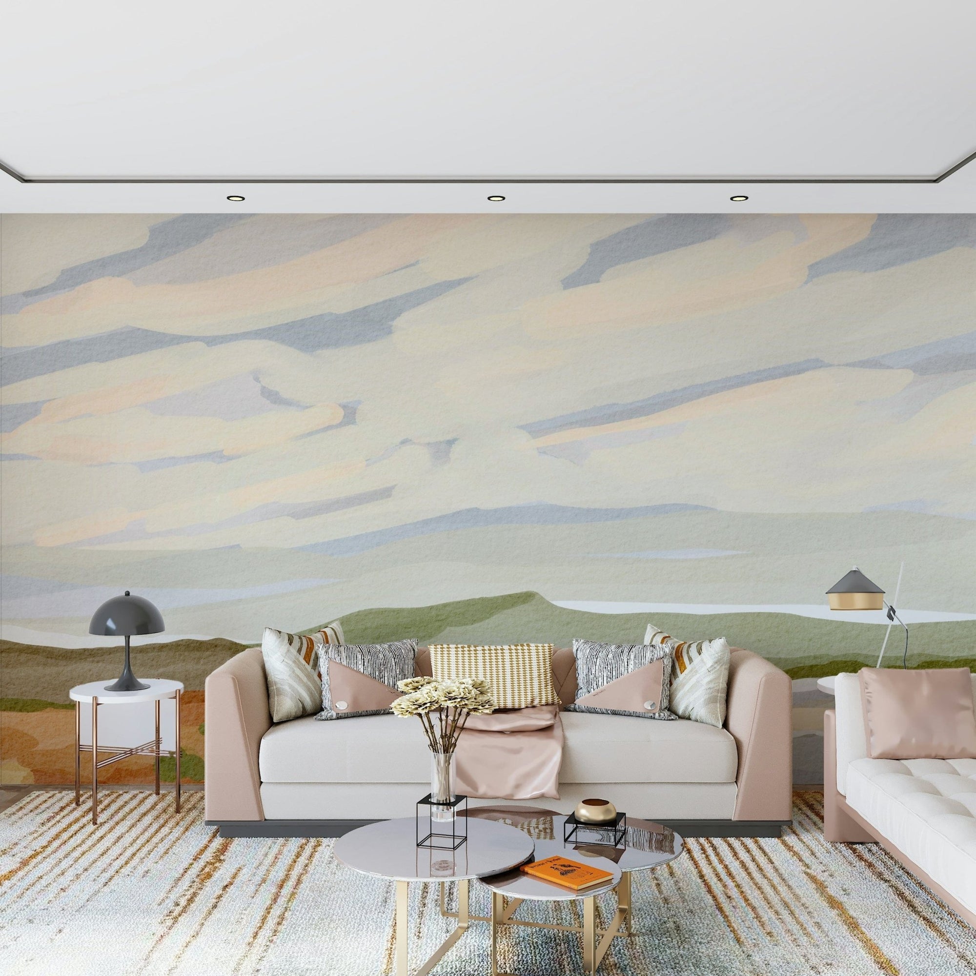 Brushstroke horizon wallpaper capturing the essence of Watercolor Hills., GD6786