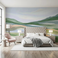Abstract nature landscape with green painted hills., GD8467