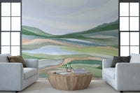 Tranquil nature mural with soft watercolor strokes., GD8467