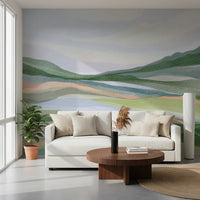 Airy watercolor painting of rolling green meadows., GD8467