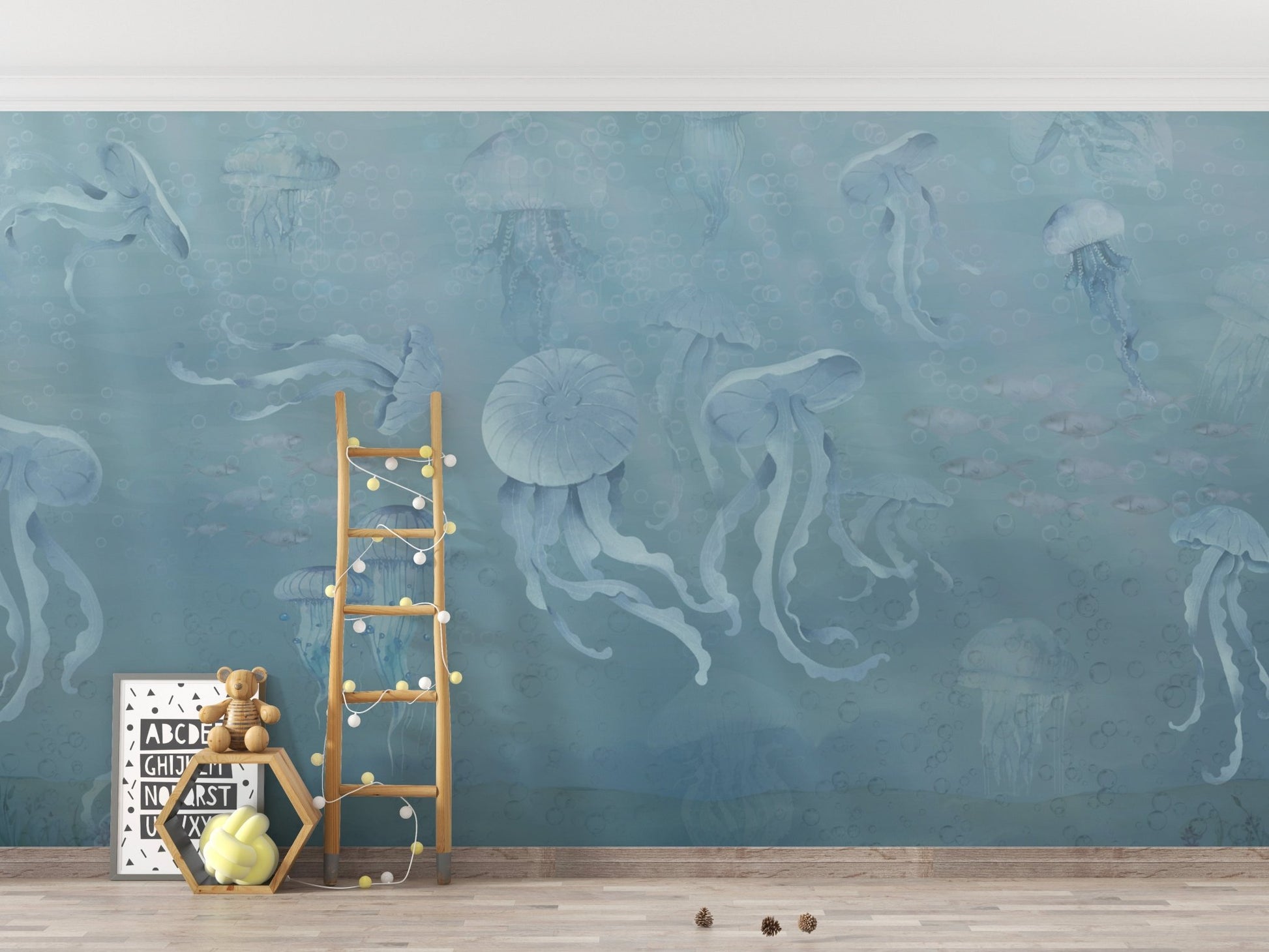 Underwater wallpaper with jellyfish design
