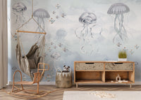 Tranquil Jellyfish and Ocean Scene Wallpaper