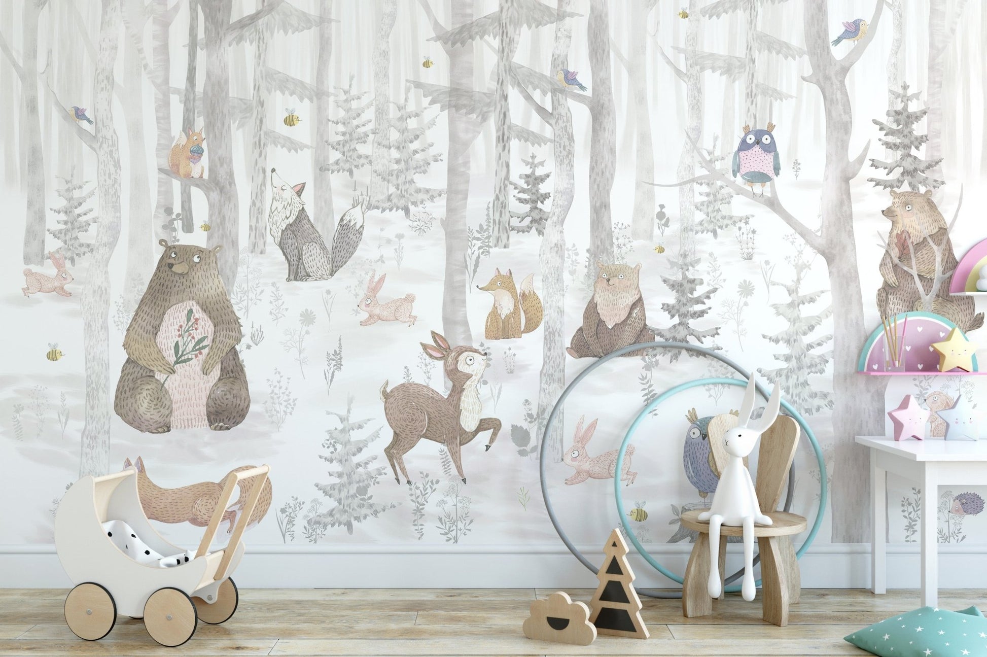 Watercolor Kids Animal Wallpaper Murals - Giffywalls, A418