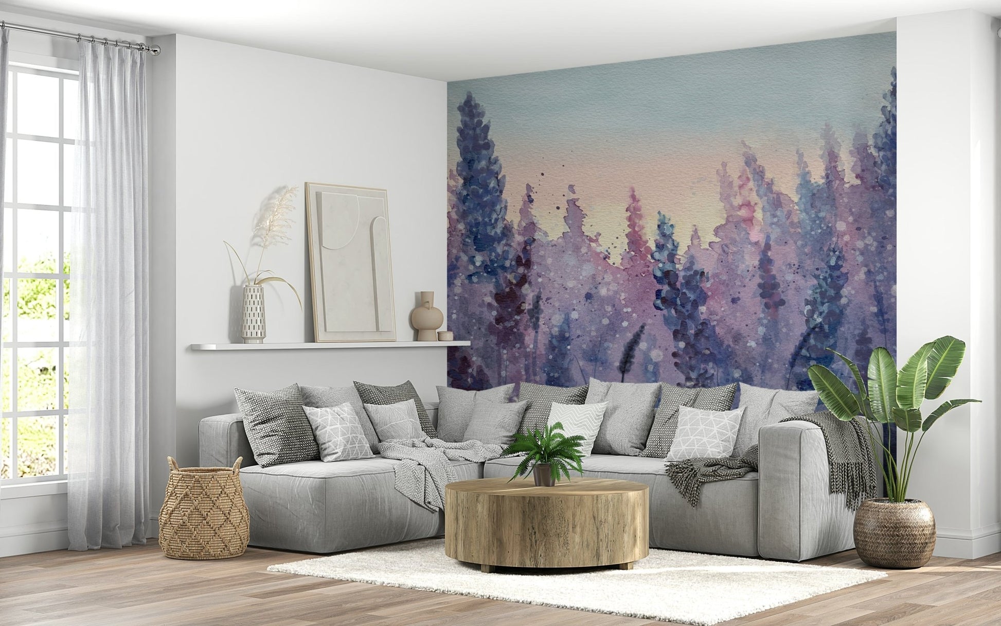 A classic soft floral wallpaper for walls.