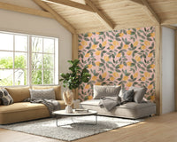 Hand-painted citrus mural wallpaper

