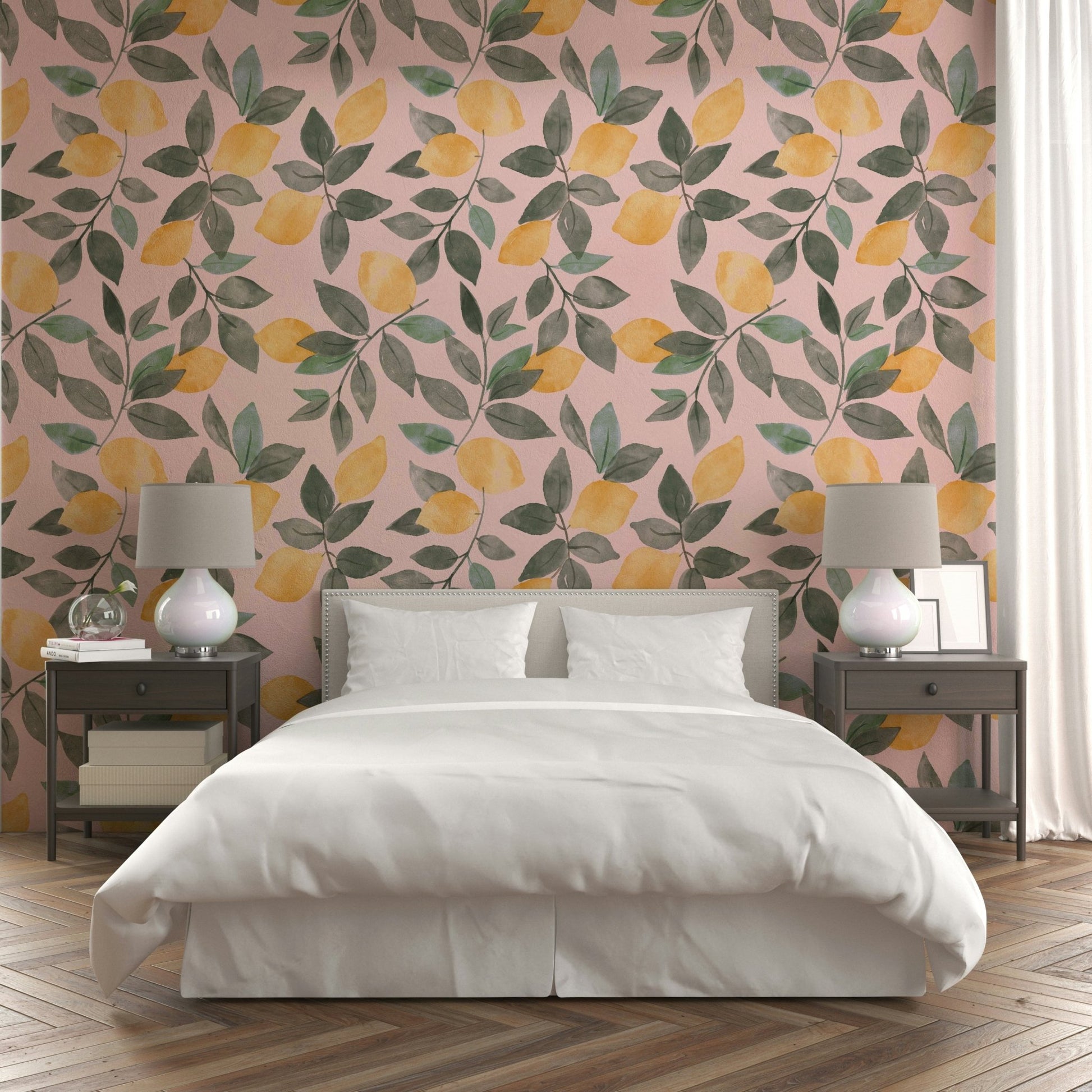 Kitchen wall mural with lemons

