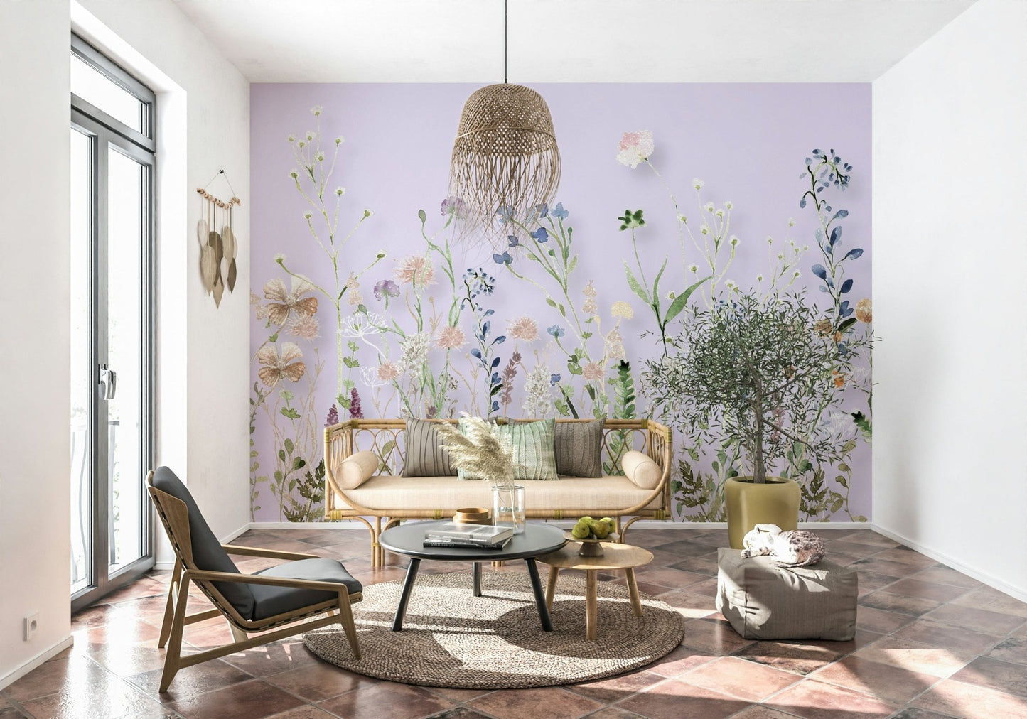 Kitchen accent with Watercolor Meadow Wall Mural artistry.