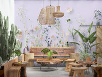 Calming nursery space with Watercolor Meadow Wall Mural scene.