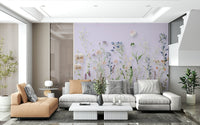 Peaceful office space using Watercolor Meadow Wall Mural design.